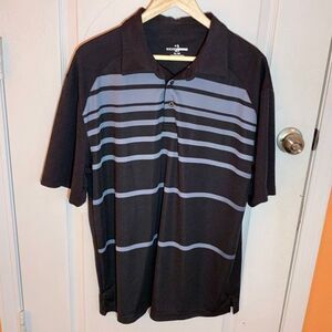 Grand Slam Black and Blue Gray Collared Short Sleeve Golf Polo Shirt Size XL